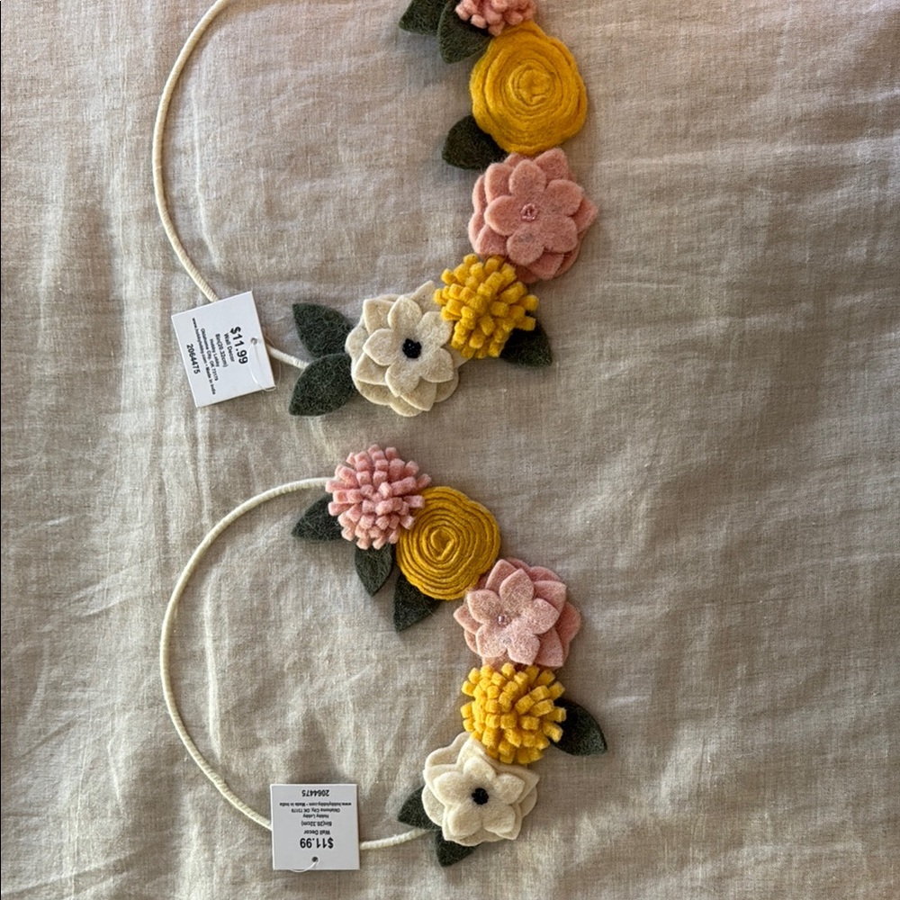 Felt flower wall decor - set of two